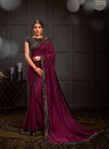 Wine Latest Collection Fancy Designer Party Wear Sequins Embroidery And Handwork Western Stitched Sarees 21211